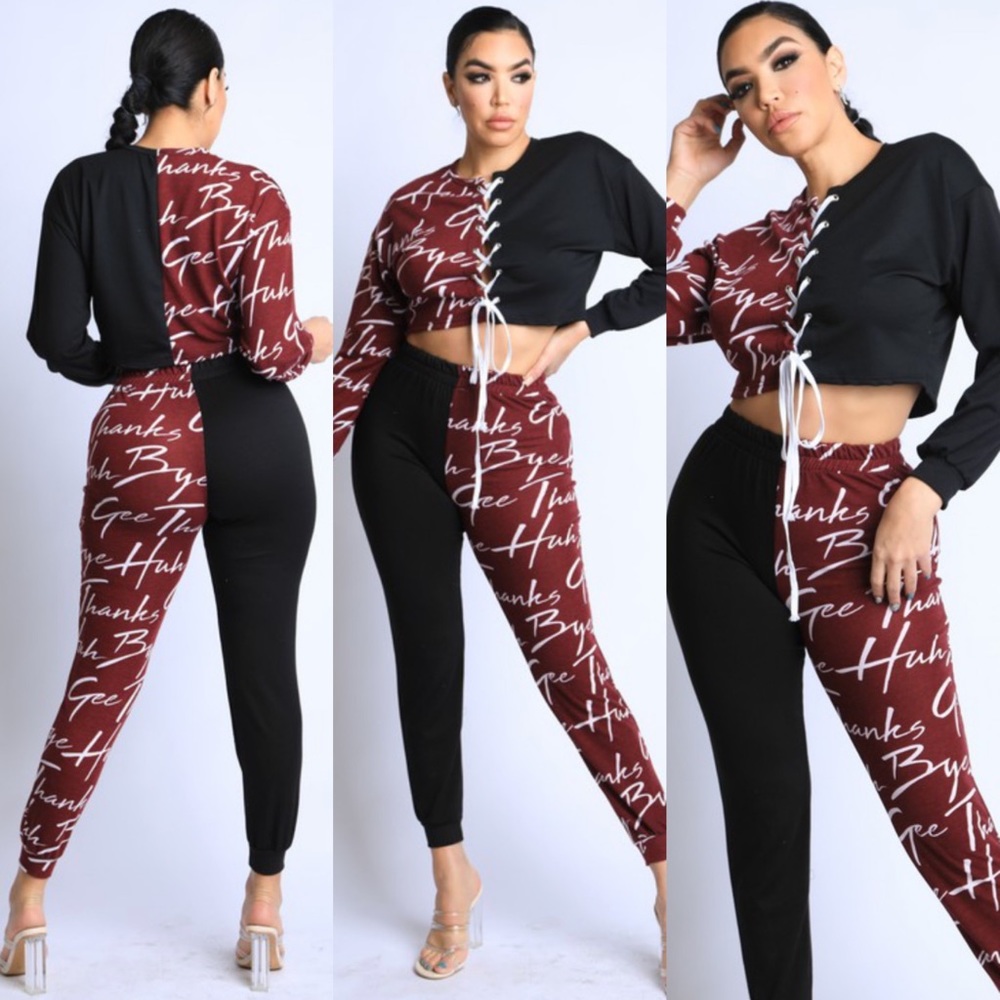 NEW Burgundy Womens Active Set